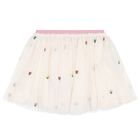 Girls Ivory & Pink Floral Tulle Skirt, 1, hi-res