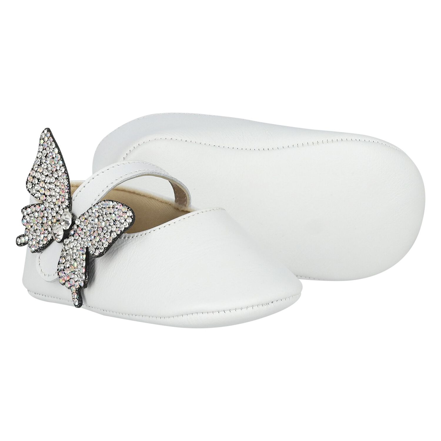 Baby Girls White Butterfly Shoes, 2, hi-res image number null