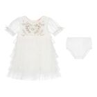 طقم فستان تول مزين للبنات باللون الأبيض, 1, hi-res