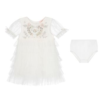 Baby Girls White Embellished Tulle Dress Set