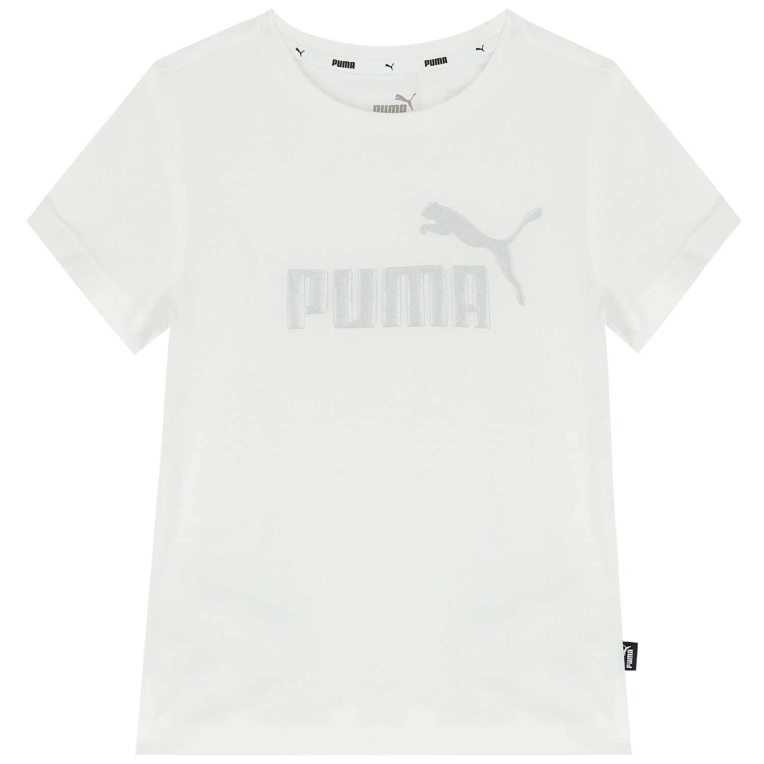 Girls White Logo T-Shirt, 1, hi-res