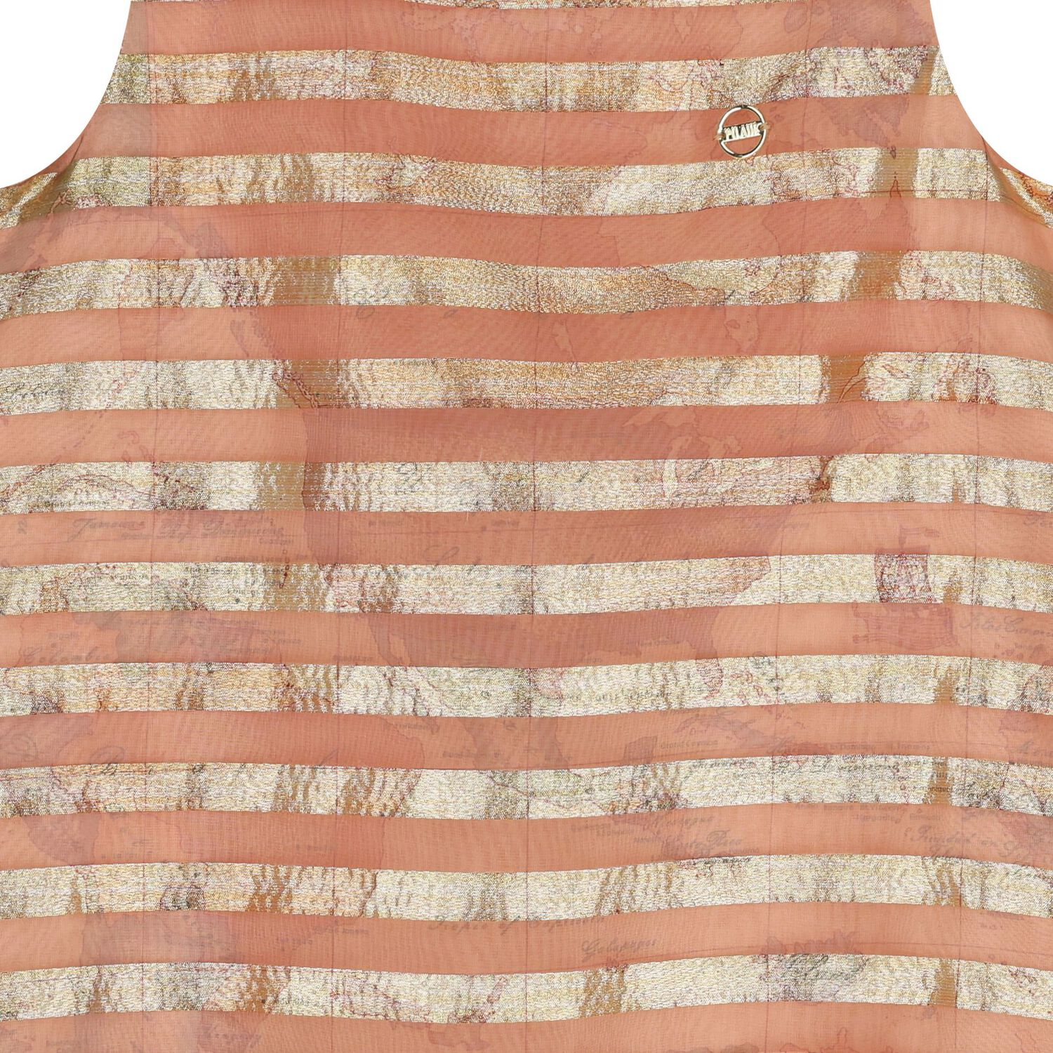 Girls Beige & Gold Striped Dress, 1, hi-res