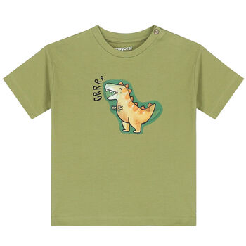 Younger Boys Green Dinosaur Holographic T-Shirt