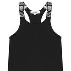 فستان بنات للشاطي بالشعار باللون الأسود, 1, hi-res