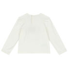 Younger Girls Ivory Long Sleeve Top, 2, hi-res