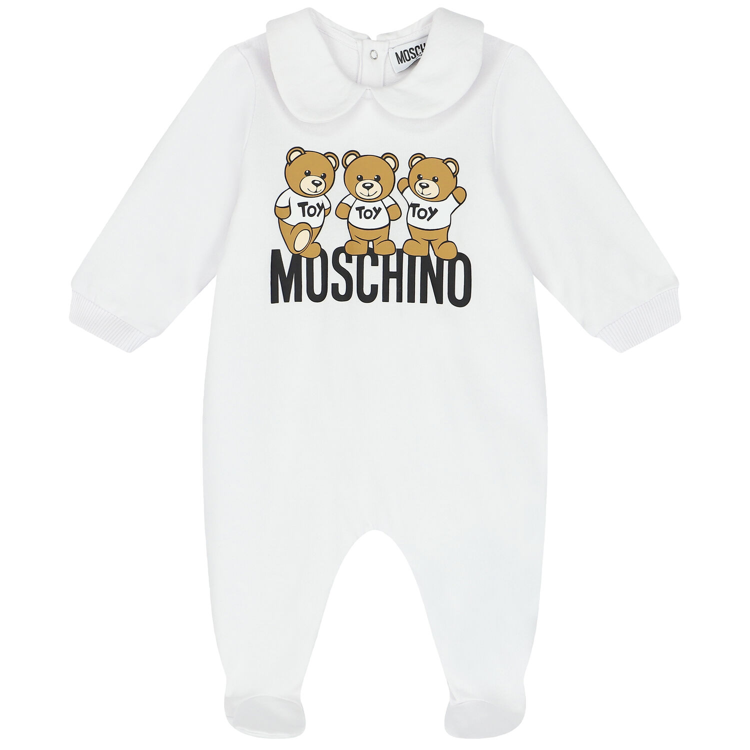 White Teddy Bear Logo Babygrow, 1, hi-res image number null