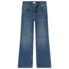 Girls Blue Denim Wide Leg Jeans, 1, hi-res