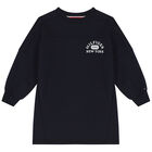Girls Navy Blue Logo Sweatshirt Dress, 1, hi-res