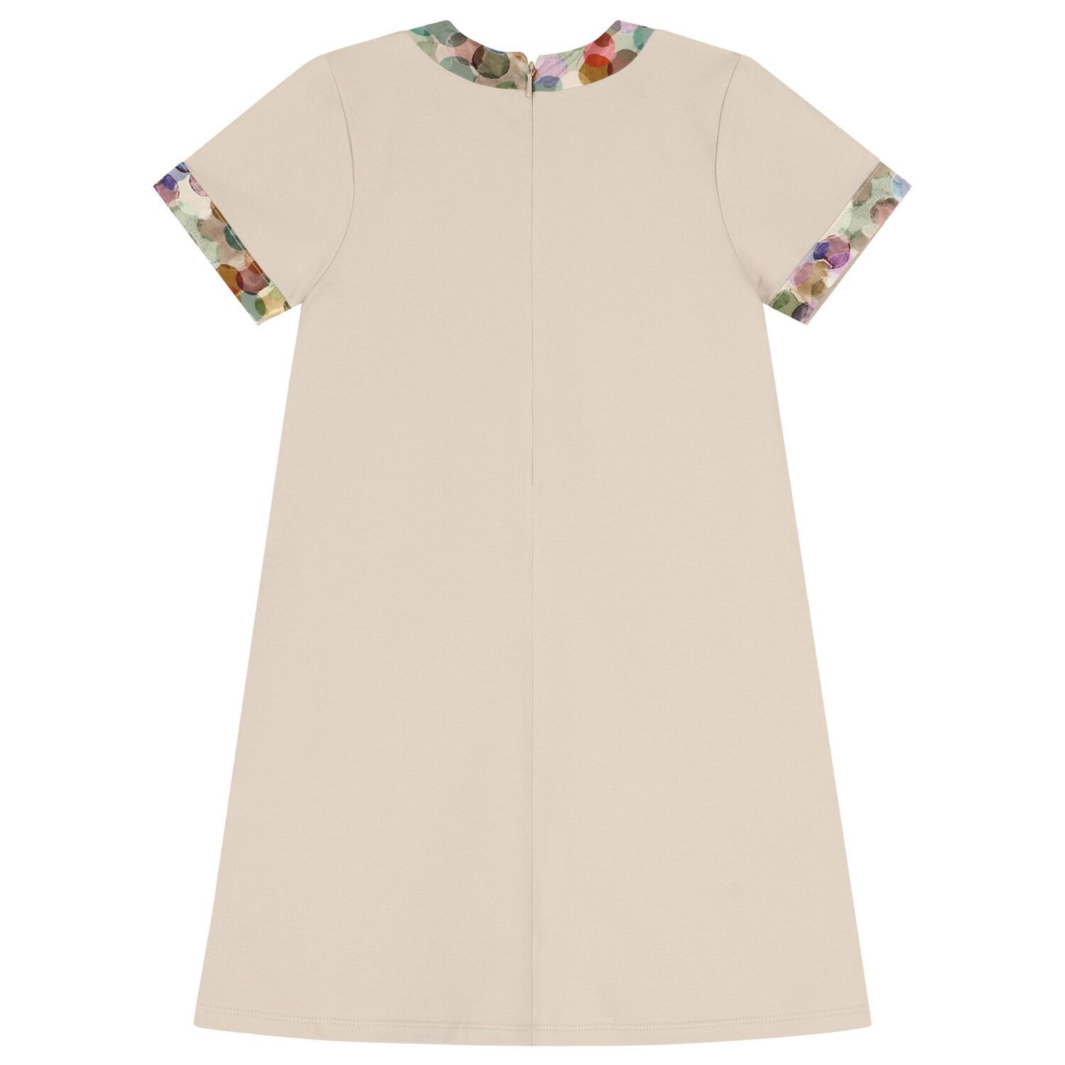 فستان بنات بالشعار باللون البيج, 1, hi-res