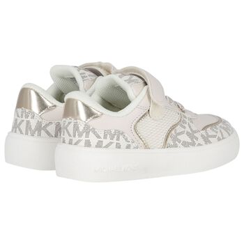 Girls Ivory & Gold Logo Trainers