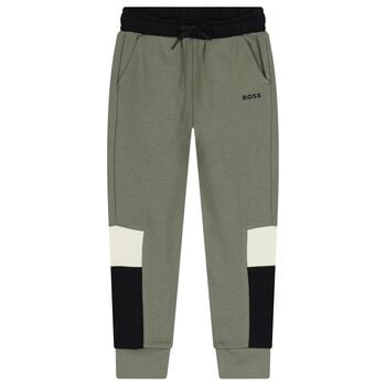 Boys Green Logo Joggers
