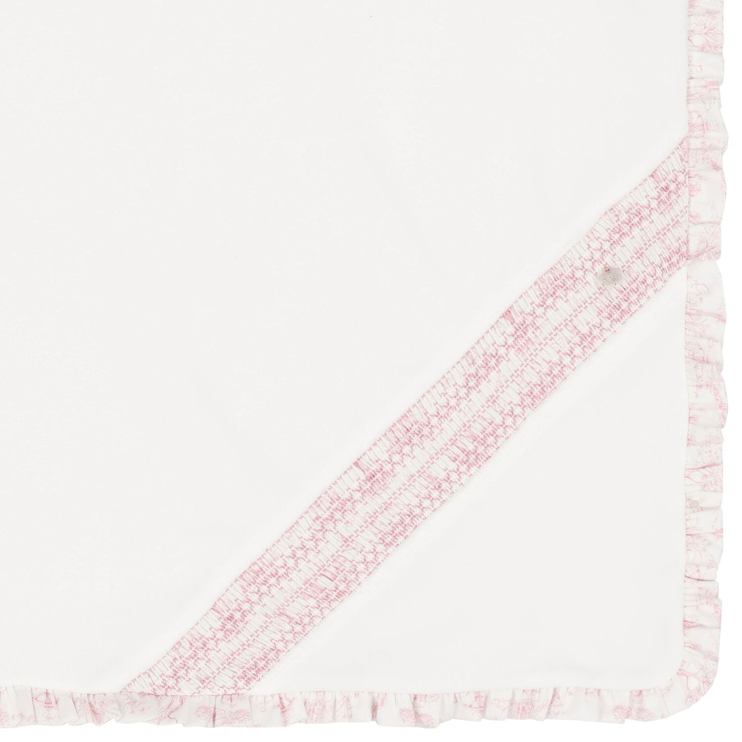 Baby Girls Ivory Ruffled Blanket, 1, hi-res
