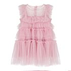 طقم فستان تول بنات مزخرف باللون الوردي للأطفال, 1, hi-res