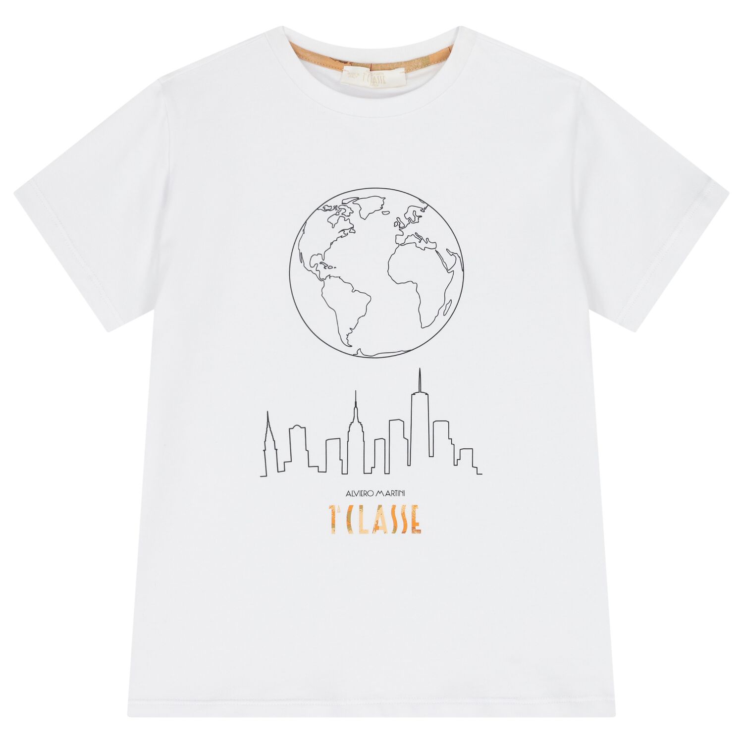 Boys White Geo Map Logo T-Shirt, 1, hi-res