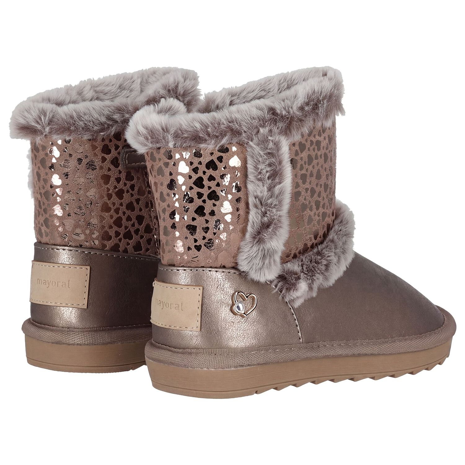Girls Bronze Faux Leather Boots, 2, hi-res