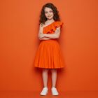 Girls Orange Ruffled Dress, 2, hi-res
