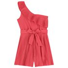 Girls Pink Pleated Playsuit, 1, hi-res