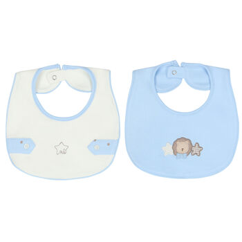 Baby Boys Blue & Ivory Bib ( 2-Pack )