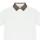 Boys White Logo Check Polo Shirt, 1, hi-res