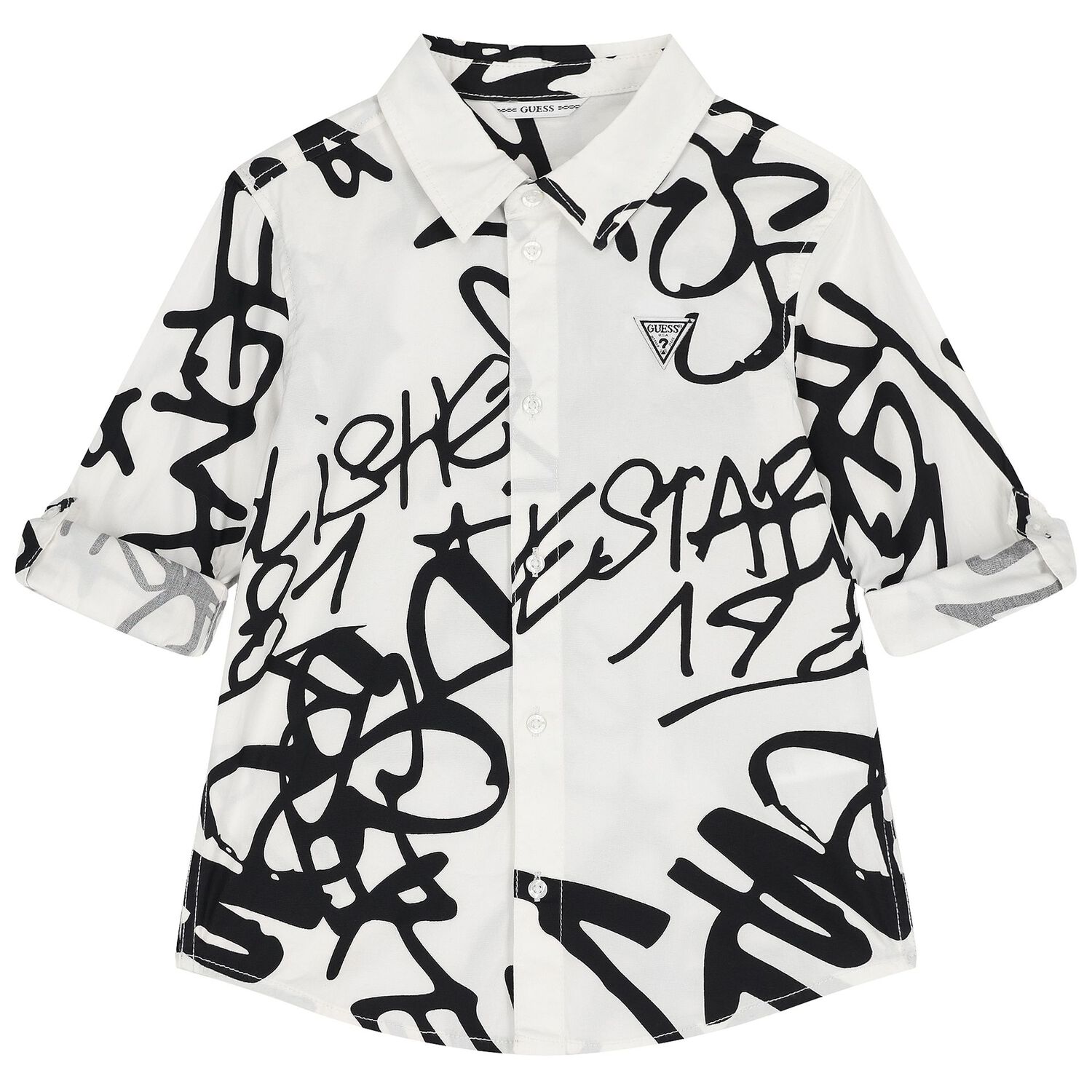 قميص أبيض بشعار للأولاد, 1, hi-res