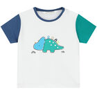 Baby Boys White & Blue Dinosaur T-Shirts (2 Pack), 1, hi-res