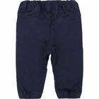 Baby Boys Navy Cotton Trousers, 1, hi-res