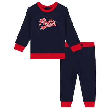 Baby Boys Navy & Red Logo Tracksuit
