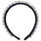 Girls Navy Blue Crystal Embellished Headband, 1, hi-res