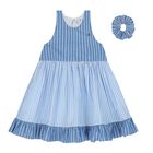 Girls Blue Striped Dress, 1, hi-res