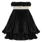 Girls Black Logo Ruffled Skirt, 1, hi-res