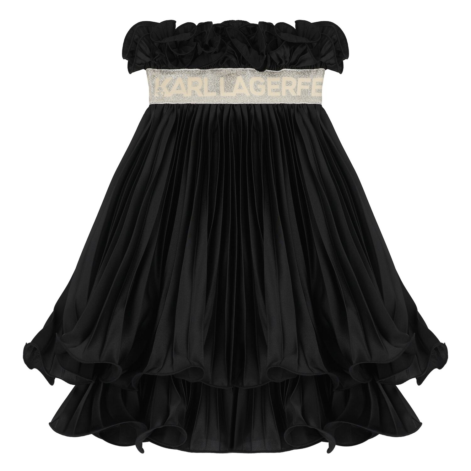Girls Black Logo Ruffled Skirt, 1, hi-res image number null