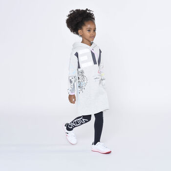  Grey Girls Hooded logo Dress