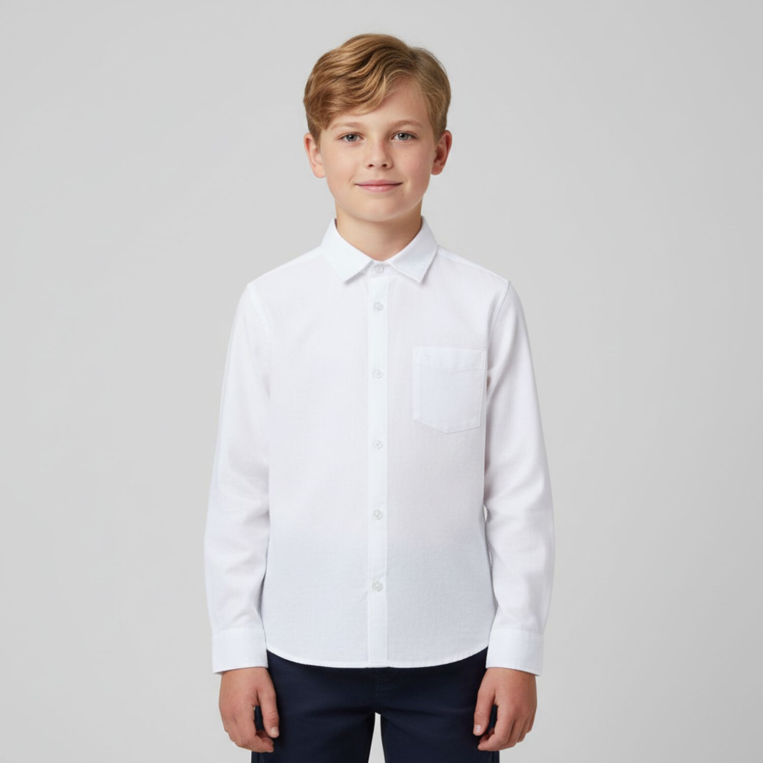 Boys White Long Sleeve Shirt, 1, hi-res image number null