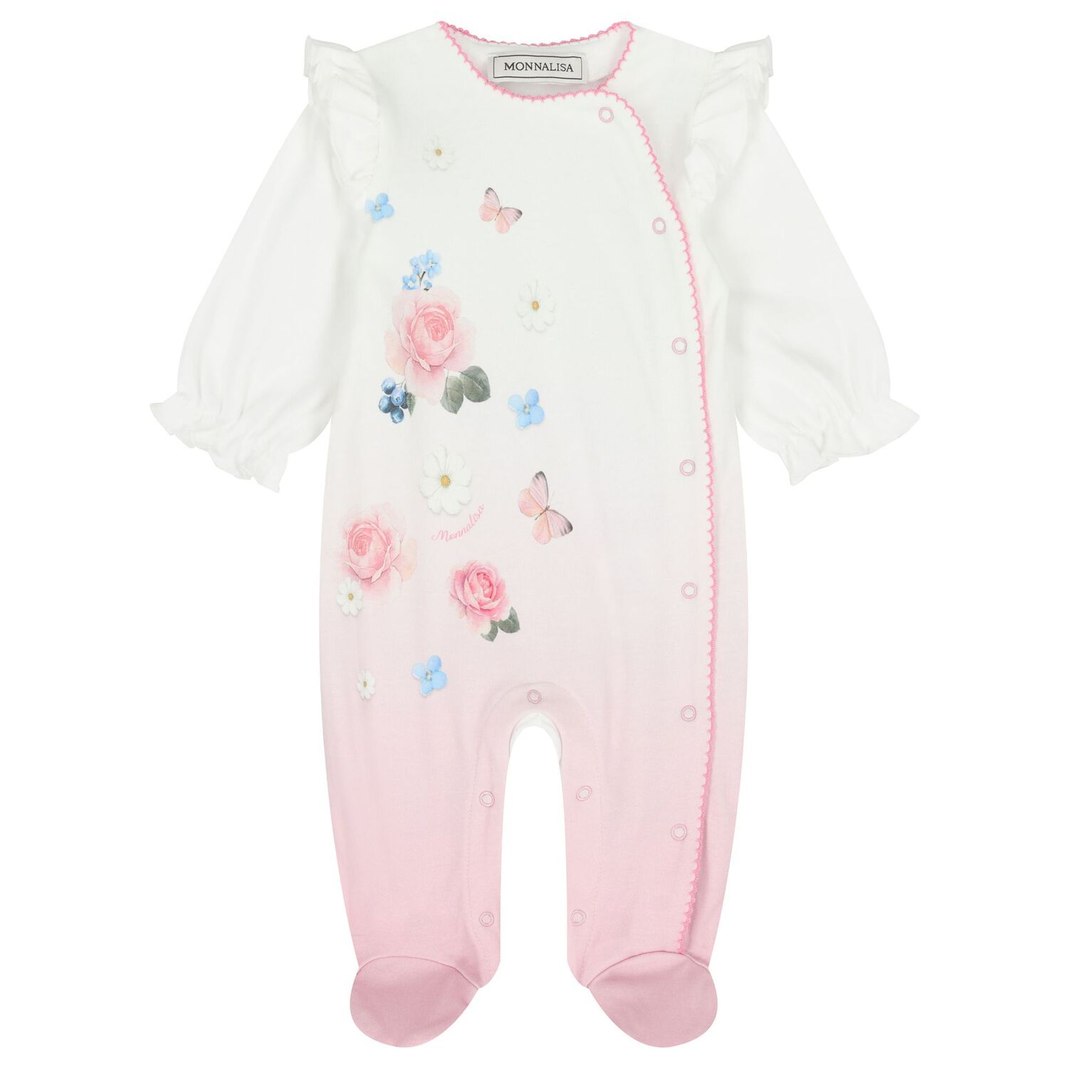 Baby Girls White & Pink Floral Babygrow Gift Set, 1, hi-res