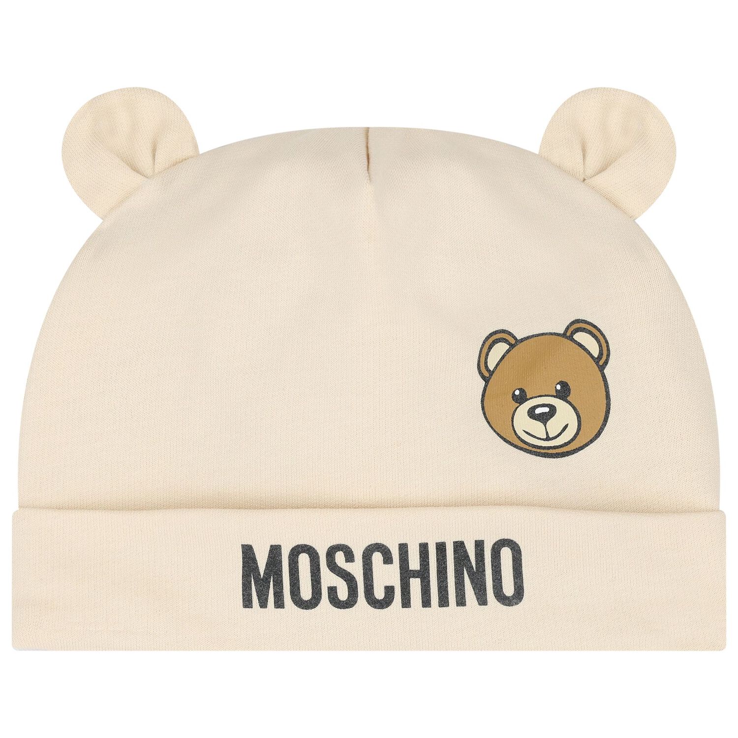 طقم هدايا أفرول بقبعة ومريلة بشعار الدب تيدي باللون البيج, 2, hi-res