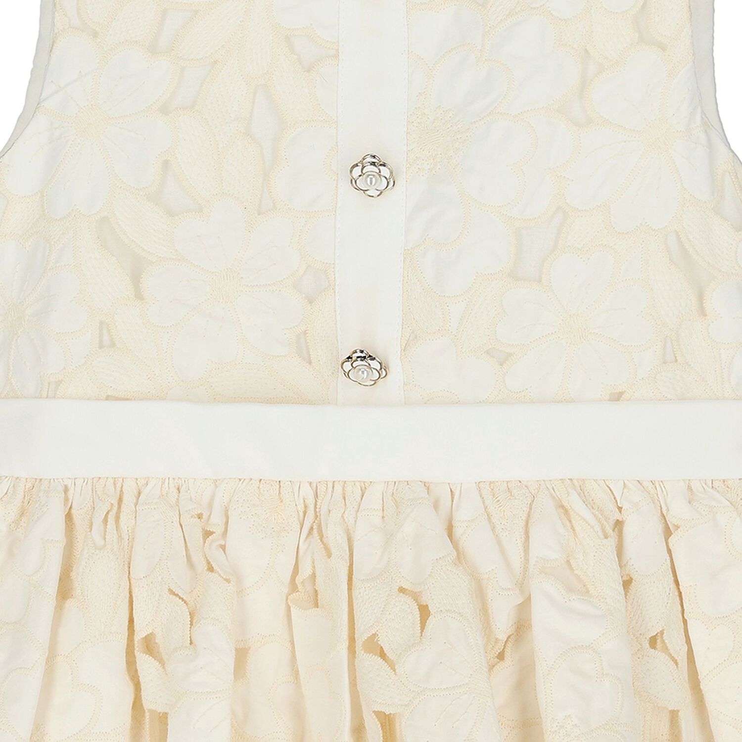Girls Ivory Floral Cutwork Dress, 1, hi-res
