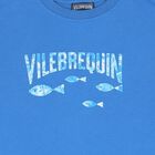 تيشيرت أولاد بالشعار باللون الأزرق, 1, hi-res