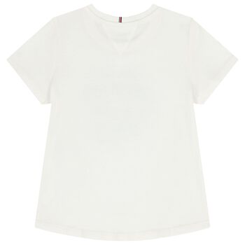 تيشيرت بنات بالشعار مزين بالزهور باللون العاجى 