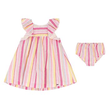 Baby Girls Multi-Coloured Striped Dress Set