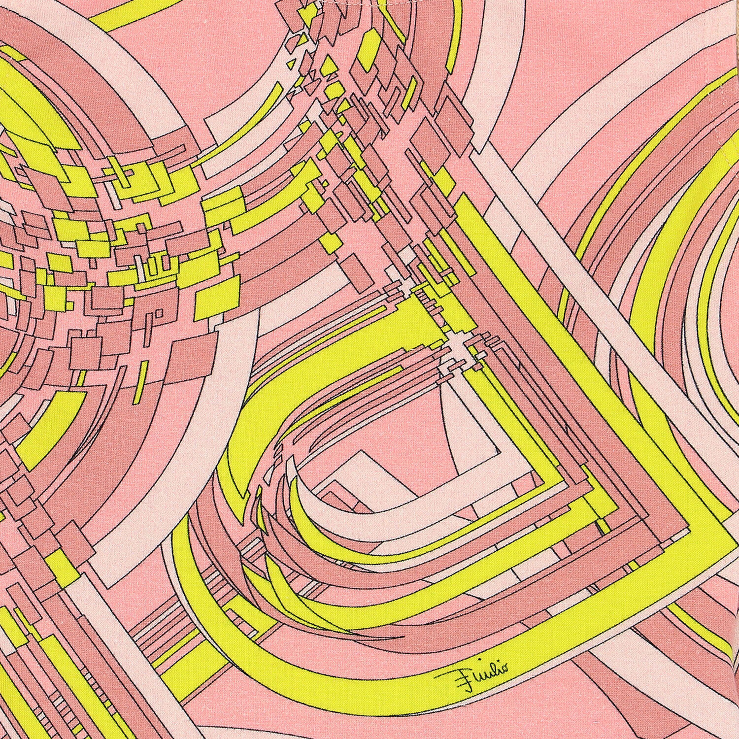 Girls Pink & Yellow Printed Swimsuit, 1, hi-res