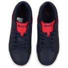Boys Navy Blue & Red Logo Trainers, 1, hi-res