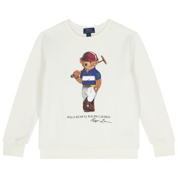 Boys White Polo Bear Sweatshirt