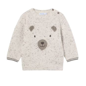 Younger Boys Ivory Bear Knitted Sweater