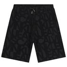Boys Black Logo Shorts, 1, hi-res
