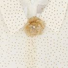 طقم تنورة مزين باللون العاجي و الذهبي للبنات , 1, hi-res