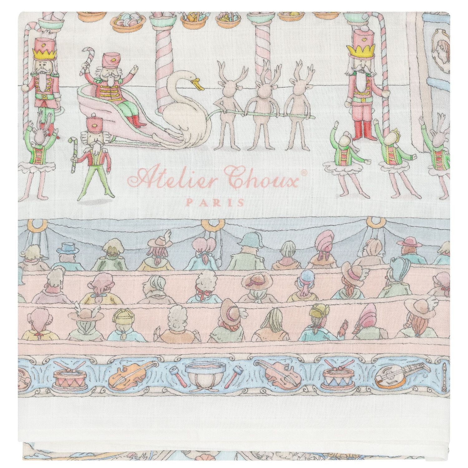 White & Blue Nutcracker Baby Carré Swaddle & Bib Gift Set, 1, hi-res