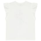 Girls White Ruffled T-Shirt, 1, hi-res