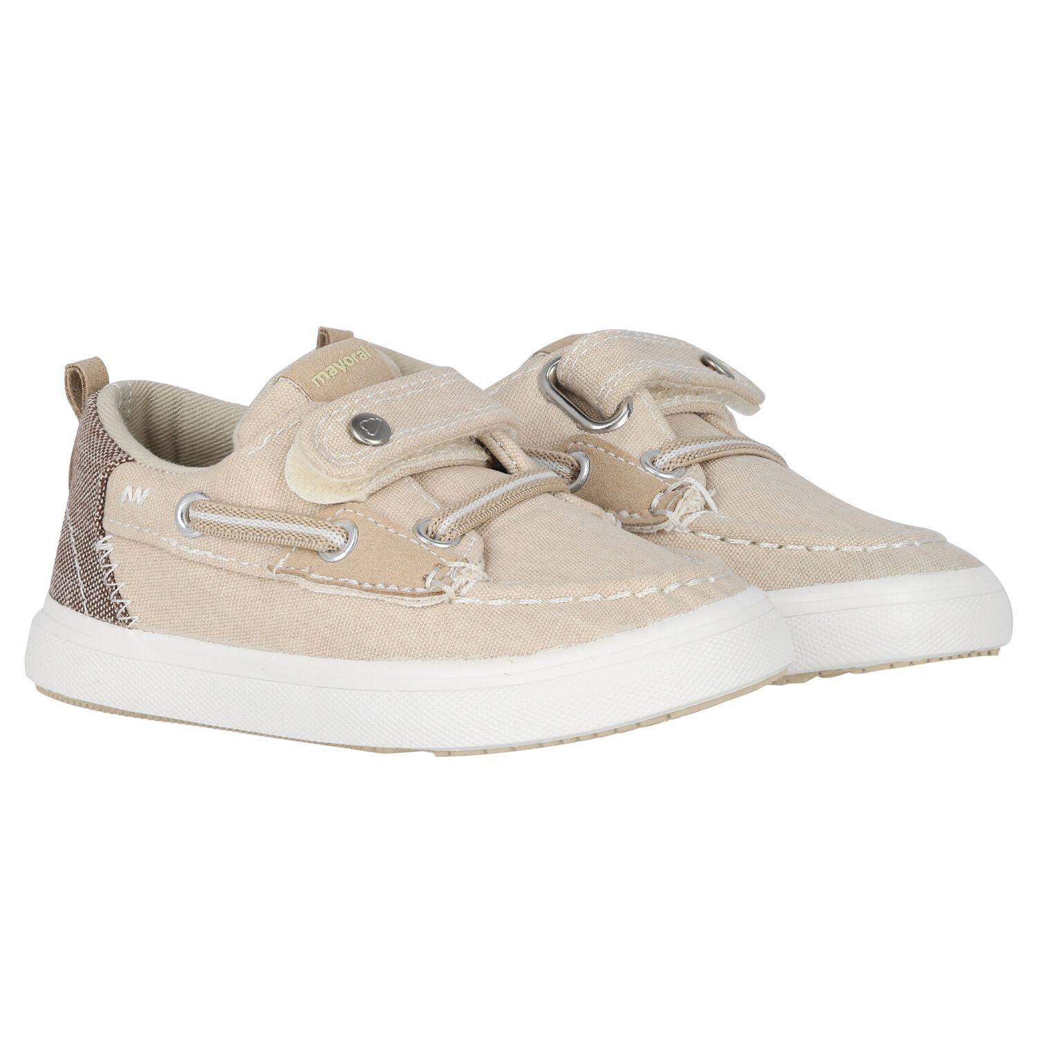 Younger Boys Beige Boat Shoes, 1, hi-res