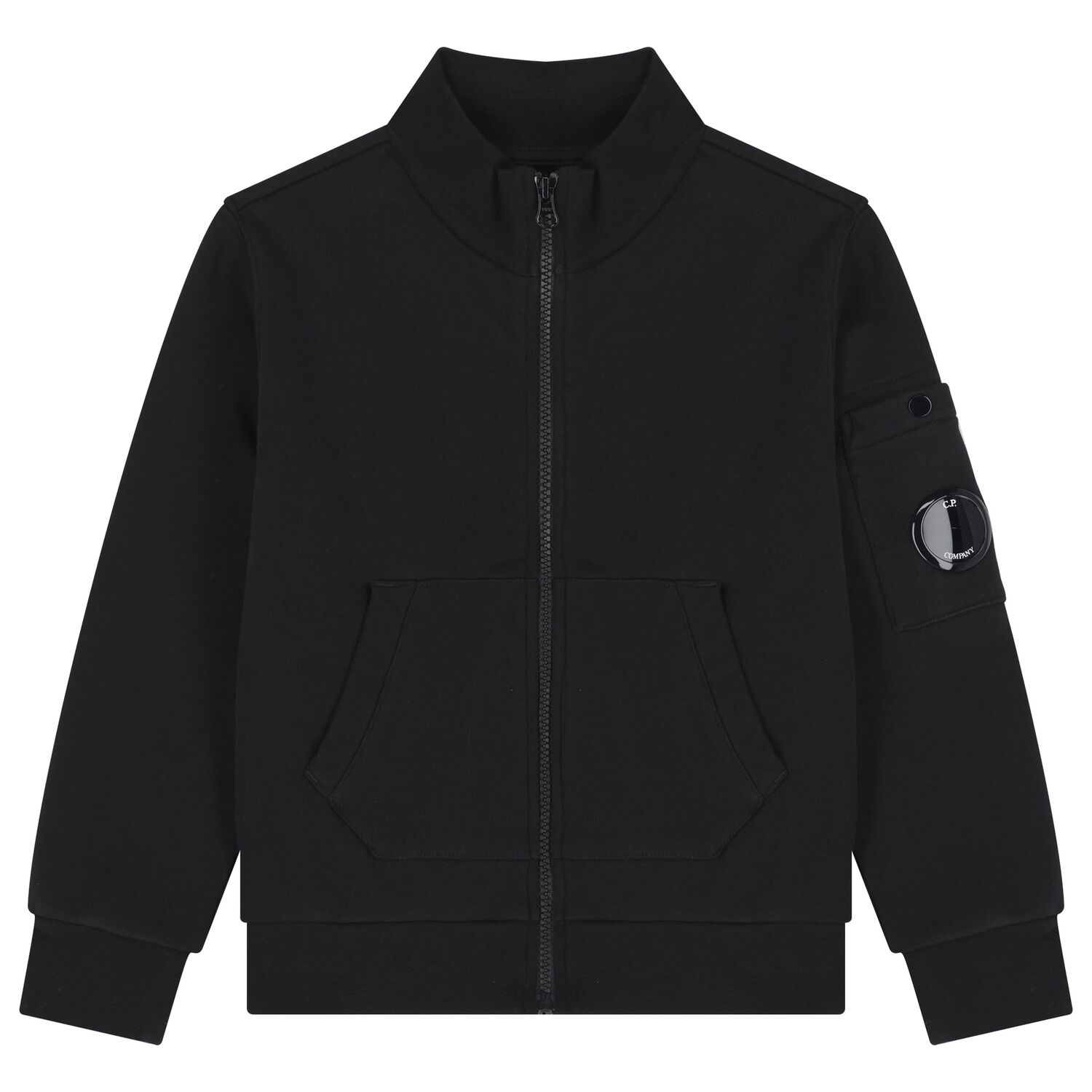 Boy Black Logo Zip Up Top, 1, hi-res