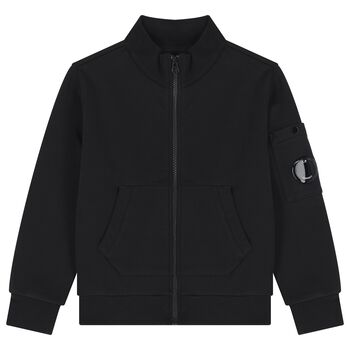 Boy Black Logo Zip Up Top